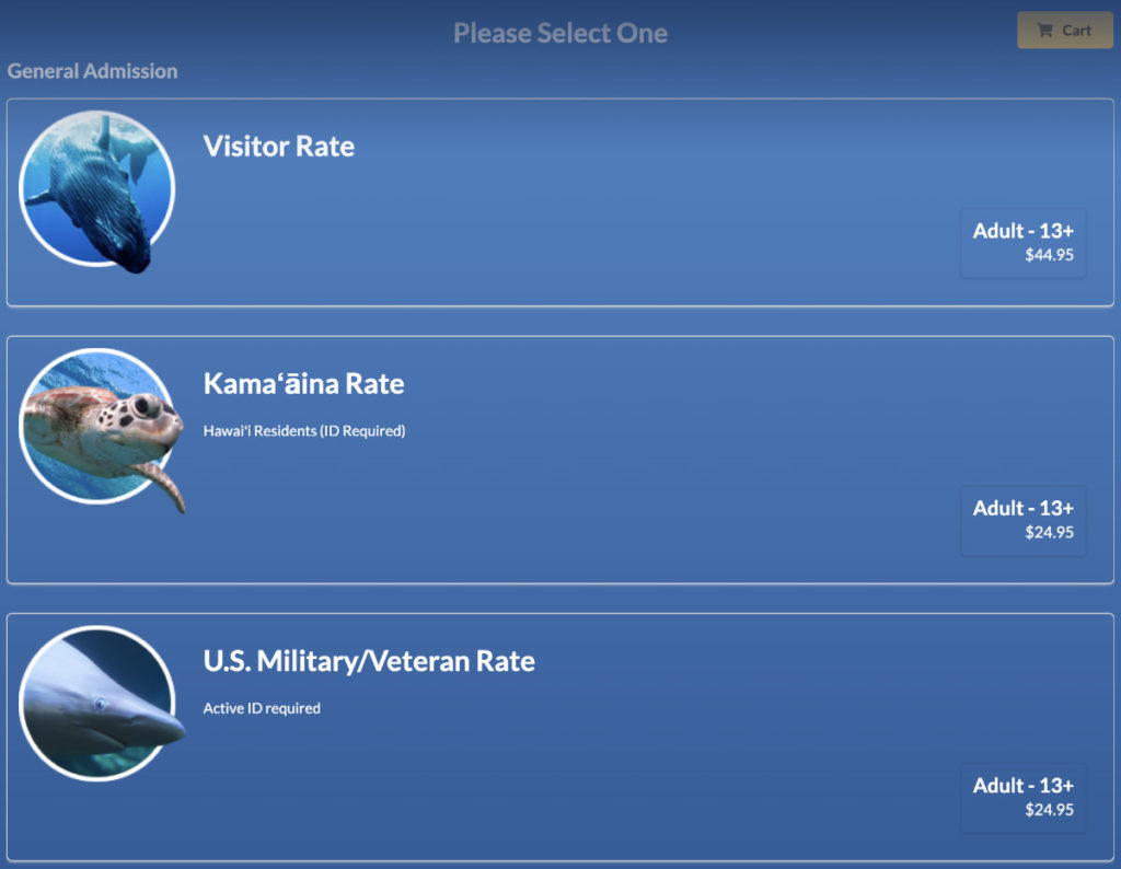 RocketRez customer Maui Ocean Center displays their organizational values through discounting for Hawaii locals and those who’ve served in the Military.